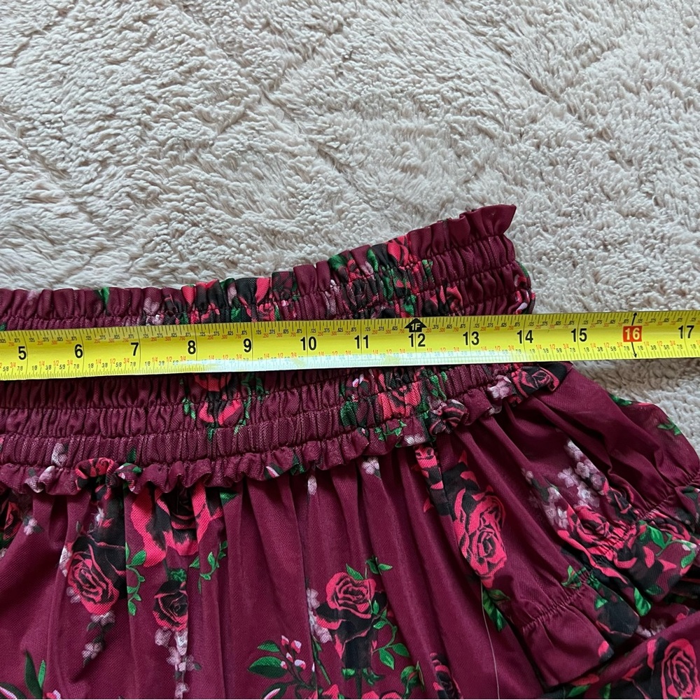 NWT Altar'd State Off The Shoulders Floral Ribbed Blouse Preppy Boho Size S - Picture 7 of 7